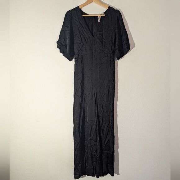 Anthropologie Dolan Left Coast Little Black Wide Leg Jumpsuit Women's Size Small - Picture 2 of 9